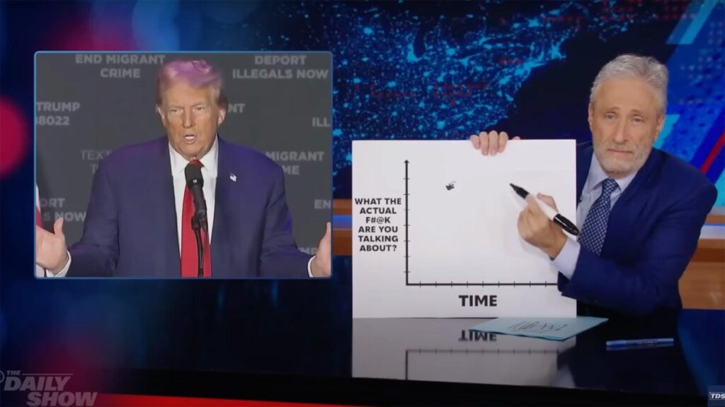 Jon Stewart uses handy charts to break down Trump’s interview answers